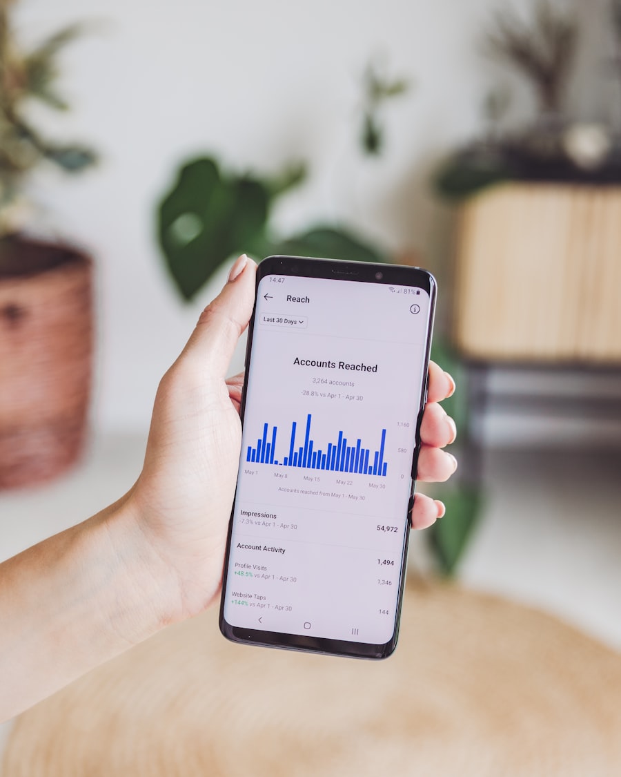 A creator checking account insights on their phone